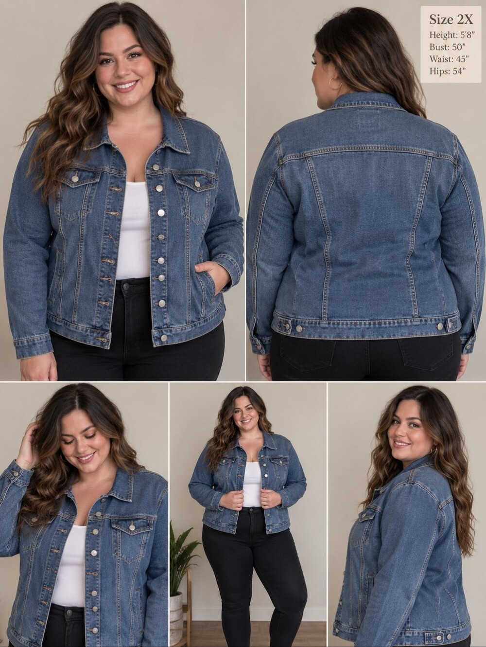 Time and Tru Women’s XXL Denim Jean Jacket Medium Wash Stretch Classic Trucker